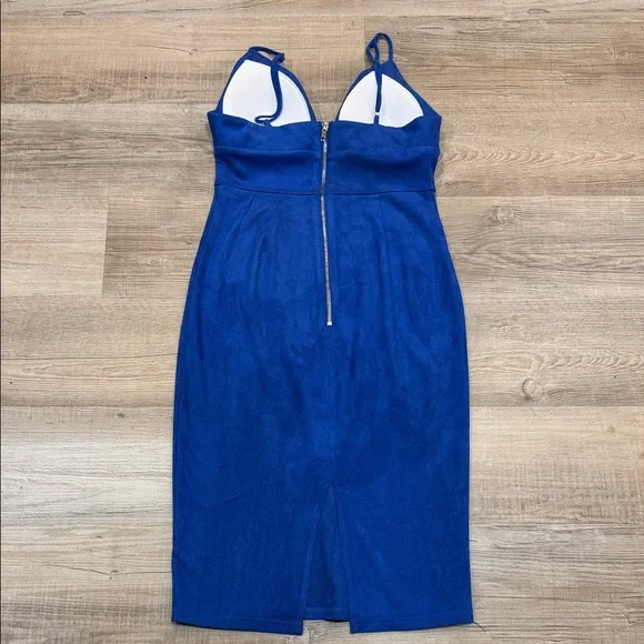 Lulu’s Royal Blue Faux Suede Sleeveless Dress, Size Medium - Picture 4 of 5